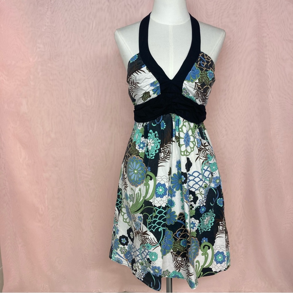 Halter dress, floral boho summer dress